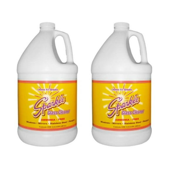 Sparkle Glass Cleaner Spray Refill Bottle, Ammonia-Free Glass Cleaner, Leaves No Streaks, One Gallon Refill Bottle (Pack of 2)