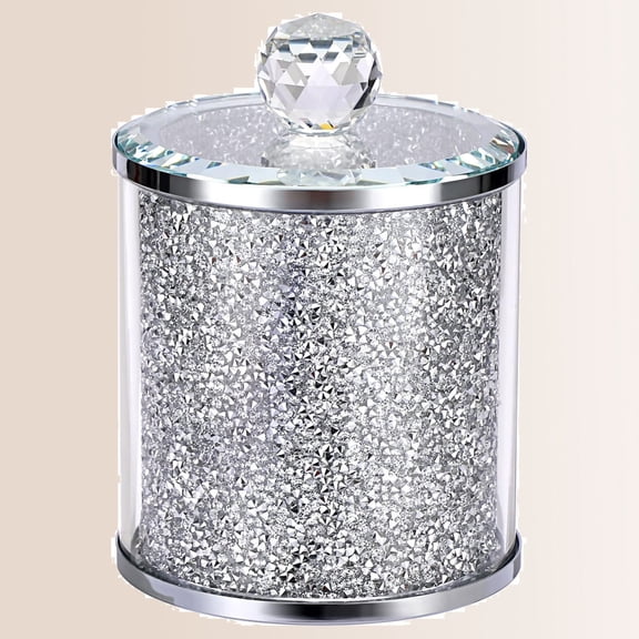 Sparkle Glass Crushed Diamonds Canister for Sugar Coffee Tea, Luxurious Diamond Style Storage Containers with Lids Decorative Jar for Kitchen Counter Dining Room