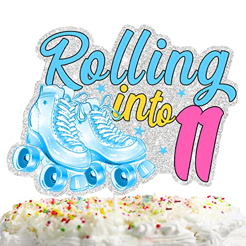 Sparkle and Glide with the Blue Glitter Roller Skates Cake Topper Pick