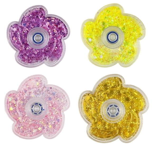 Sparkle Glitter Fidget Spinners, Valentine Sensory Toys Bulk for Classroom Exchange, Boys Girls Party Favor Gifts for Kids (4color-4pc)
