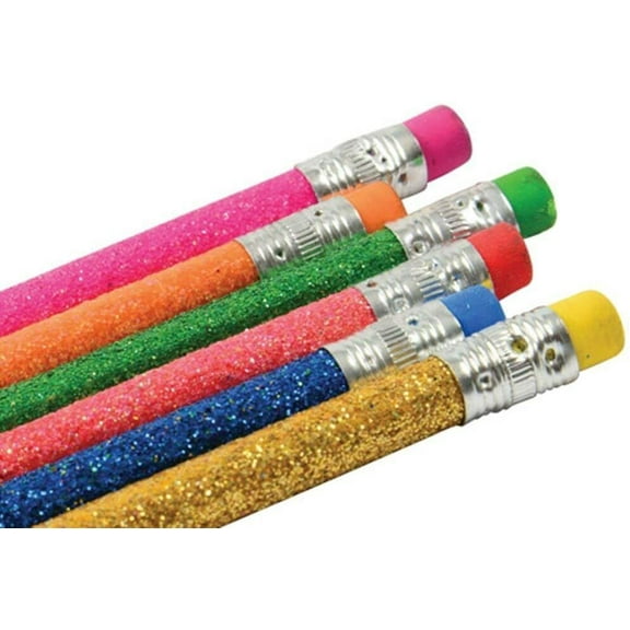 Sparkle Glitter Fun #2 Lead 7.5" Pencils (24 Pack) 6 Glitter Colors