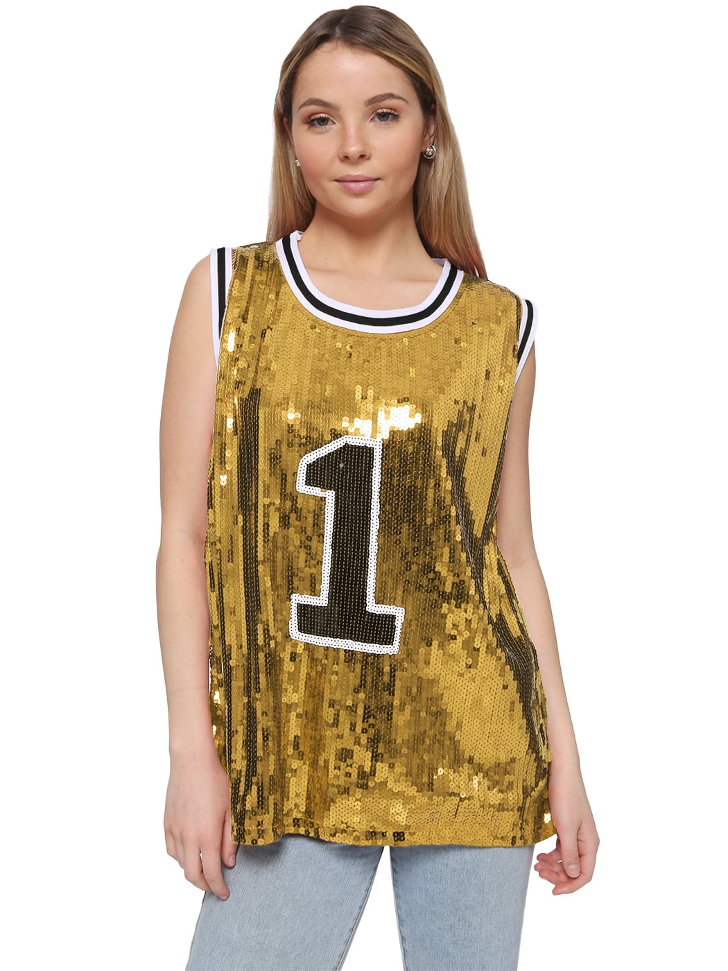 Sparkle Glitter Sequins Hip Hop Jazz Dancing Number 01 T-Shirt Top ...