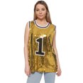 thumbnail image 1 of Sparkle Glitter Sequins Hip Hop Jazz Dancing Number 01 T-Shirt Top Blouse Tunic,Gold,X-Large, 1 of 5