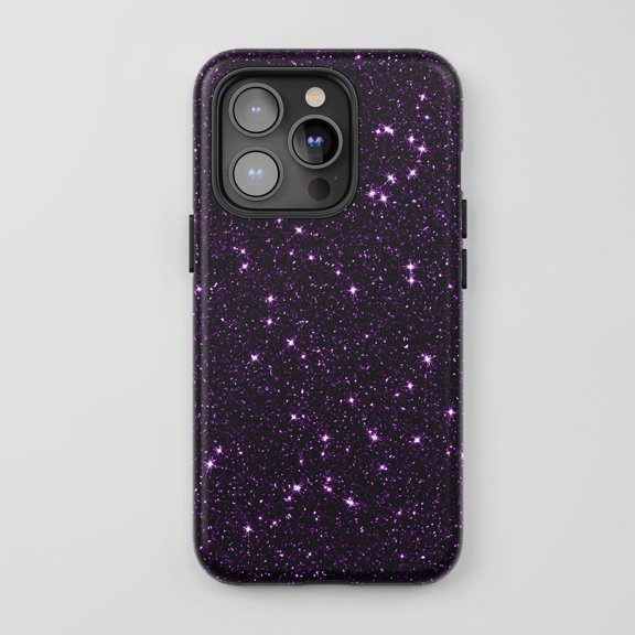 Sparkle Glitter Stars For All iPhone Series Tough Phone Case Dark Purple
