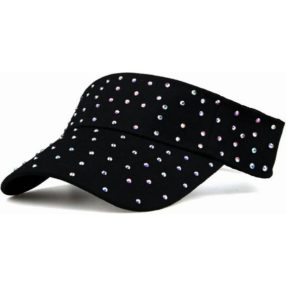Sparkle Glitter Summer Rhinestone UPF 50+ Bling Ladies Sun Visor for Women Outdoor Sports Fashion Golf Hat