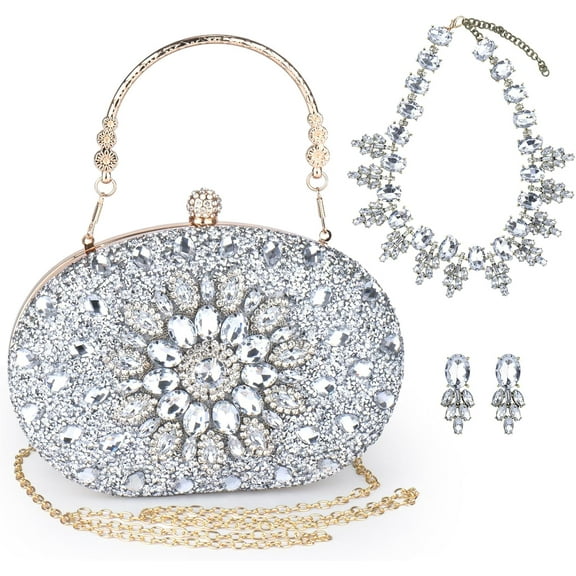 Sparkle Jeweled Clutch Purses Crystal Wedding Evening Purse for Women