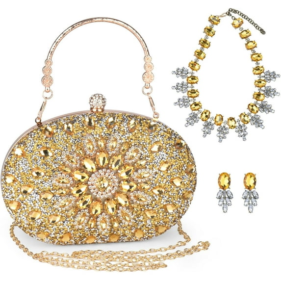 Sparkle Jeweled Clutch Purses Crystal Wedding Evening Purse for Women