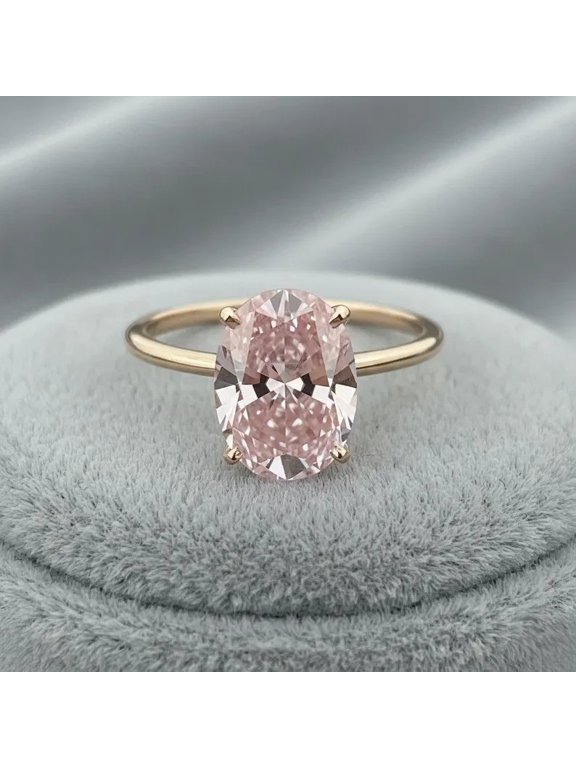 1.50Ct Oval Cut Simulated Peach Morganite Solitaire Ring 14K Yellow Gold Plated