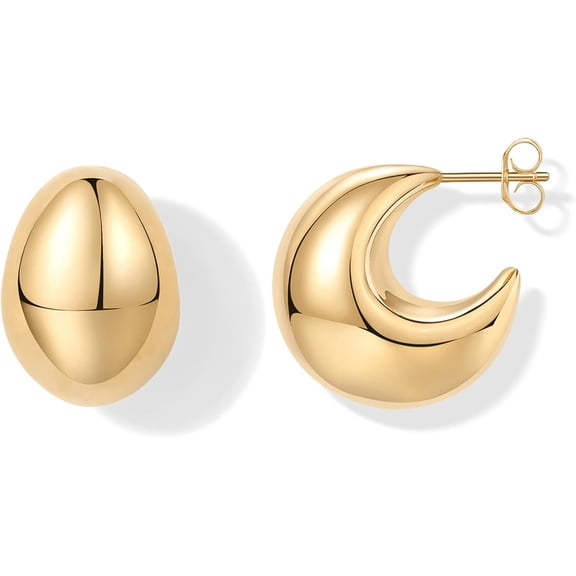 Sparkle Jewels 14K Gold Plated 925 Sterling Silver Posts Statement Earrings for Women