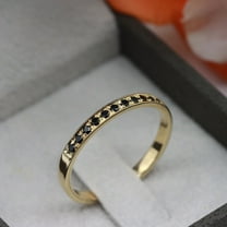 Sparkle Jewels 14K Yellow Gold Finish Round Black Cubic Zirconia Half Eternity Band Ring