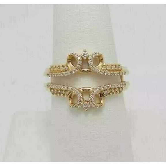Sparkle Jewels 14k Yellow Gold Finish Enhancer Wrap Wedding Women's Ring Round Cut Cubic Zirconia