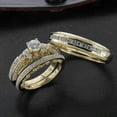 thumbnail image 1 of Sparkle Jewels 3 Ct Round Cut CZ Wedding Trio Ring Set In 14K Yellow Gold Plated, 1 of 5