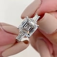 thumbnail image 1 of Sparkle Jewels Asscher Cut White Diamond Solitaire Engagement Women's Ring 14k White Gold Plated, 1 of 4