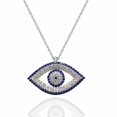 thumbnail image 1 of Sparkle Jewels Blue & White Cubic Zirconia Evil Eye Pendant Necklace 14K White Gold Finish, 1 of 3