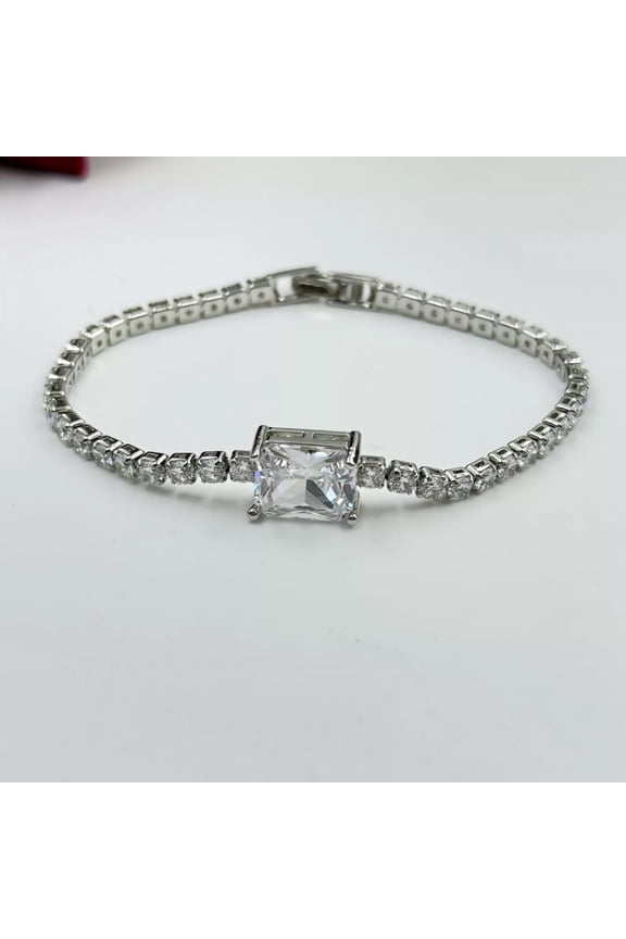 Cluster Tennis Bracelet 14K White Gold Finish White Cubic Zirconia for Women