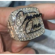 Sparkle Jewels Cubic Zirconia "Chosen One" Custom Mens Pinky Ring 14K White Gold Finish Silver