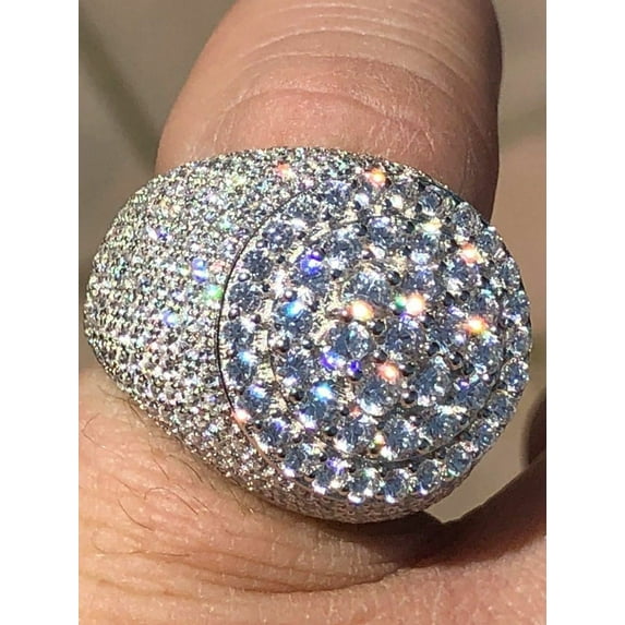 Sparkle Jewels Cubic Zirconia Cluster Men's Engagement Pinky Ring 14K White Gold Finish Silver