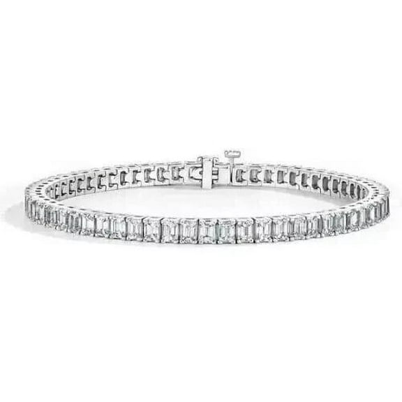 Sparkle Jewels Emerald Cut Cubic Zirconia Women's Tennis Bracelet 14K Yellow Gold Plated