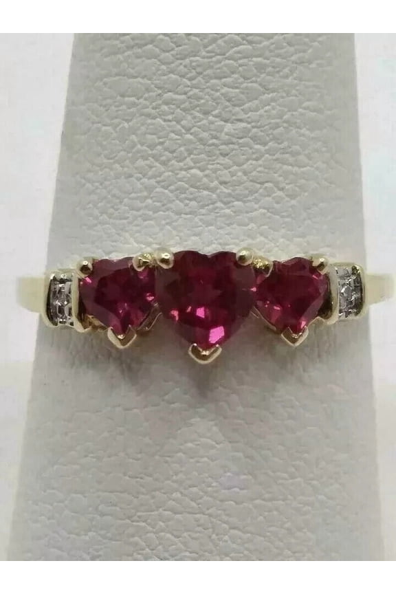 Engagement Heart Cut Red Ruby Ring 14K Yellow Gold Plated Silver