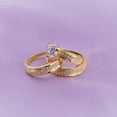 thumbnail image 1 of Sparkle Jewels His & Her Round Cut Cubic Zirconia 14K Yellow Gold Finish Wedding Engagement Trio Ring Set, 1 of 6