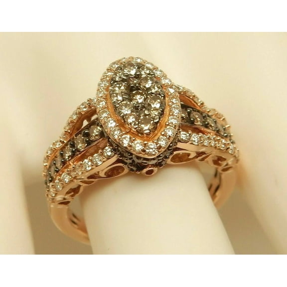 Sparkle Jewels Marquise Cluster CZ Ring Set in Rose Gold Finish – Vintage-Style Bridal Jewelry with Black & White Accents