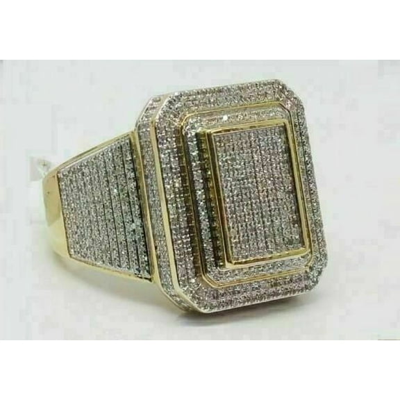 Sparkle Jewels Round Cubic Zirconia Men's Pinky Wedding Ring 14K Yellow Gold Finish Silver