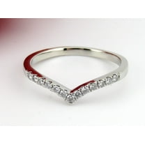 Sparkle Jewels Round Cubic Zirconia Women's Chevron Wedding Band Ring 14K White Gold Plated