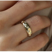 Sparkle Jewels Round Cut 1Ct CZ Women's Wedding Band Ring 14K Yellow Gold Plated