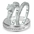 thumbnail image 1 of Sparkle Jewels Round Cut CZ Wedding Ring Band Trio Set 14k White Gold Finish, 1 of 6