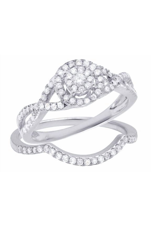 Halo Infinity 2-Piece Bridal Ring Set – Elegant Engagement & Wedding Rings for Women