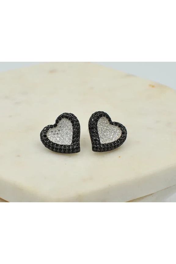 Ship Anchor Women's Stud Earring White Diamond 14k Yellow Gold Plated Silver