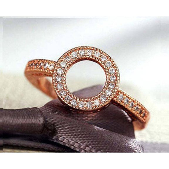 Sparkle Jewels Solid 925 Sterling Silver Natural CZ Gemstone Rose Gold Plated Ring