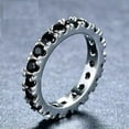 thumbnail image 1 of Sparkle Jewels Wedding Anniversary Round Cut Black Diamond Eternity Band Ring 14k White Gold Plated, 1 of 3