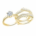 thumbnail image 1 of Sparkle Jewels Wedding Band Enhancer Engagement Ring Set Sterling Silver Yellow Gold Plated, 1 of 6