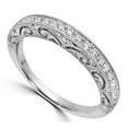 thumbnail image 1 of Sparkle Jewels White Gold Finish Women's Filigree Wedding Band Ring With Cubic Zirconia, 1 of 3