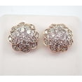 thumbnail image 1 of Sparkle Jewels Women's Flower Cluster Stud Earrings in 14K Rose Gold Plated White Cubic Zirconia, 1 of 4
