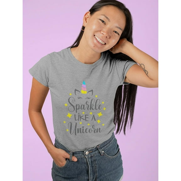 Sparkle Like A Unicorn Quote Shaped T-Shirt Women -Image by Shutterstock, Female Small