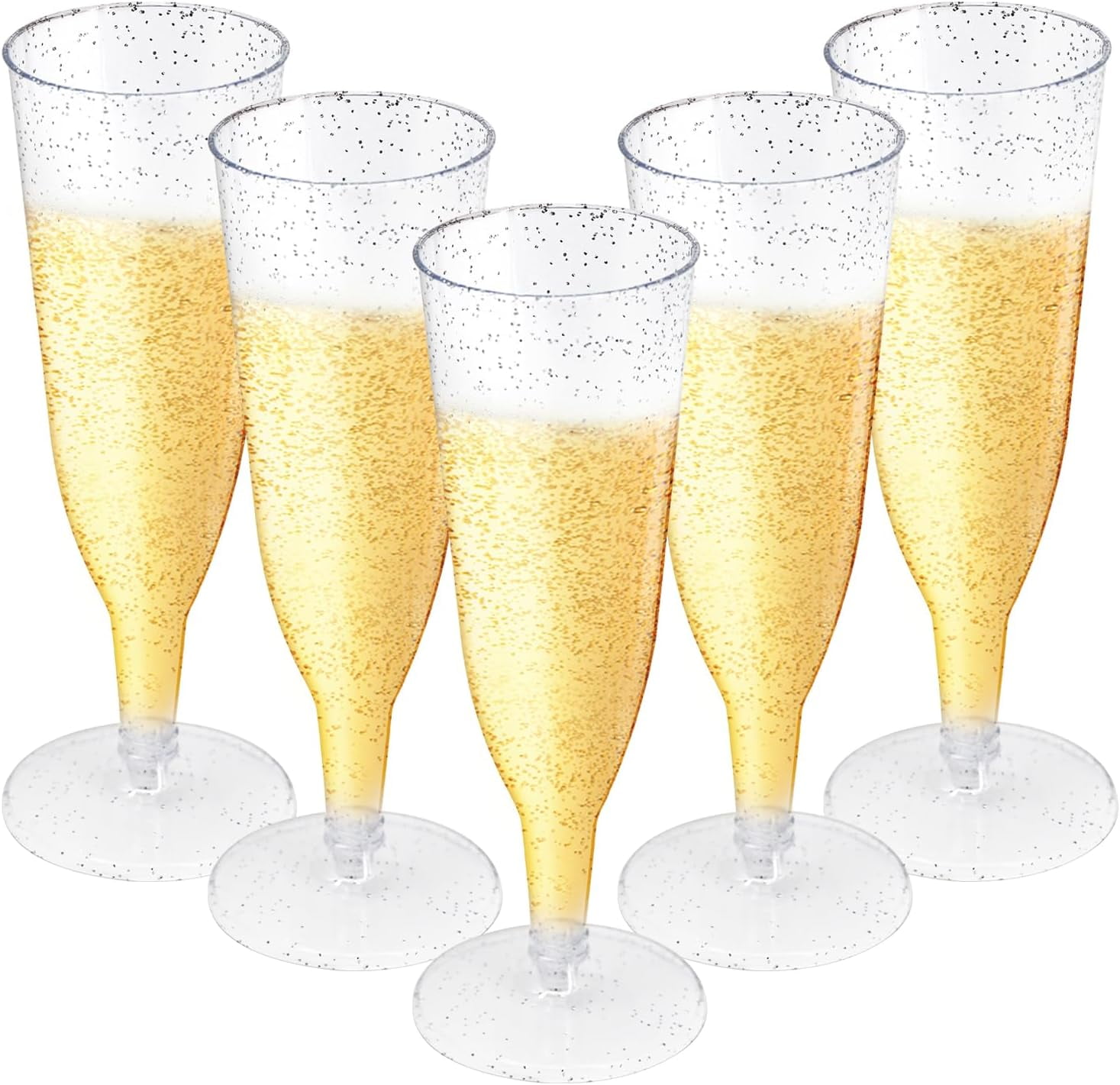 Sparkle the Night Away with 40 Pack Silver Glitter Plastic Champagne ...