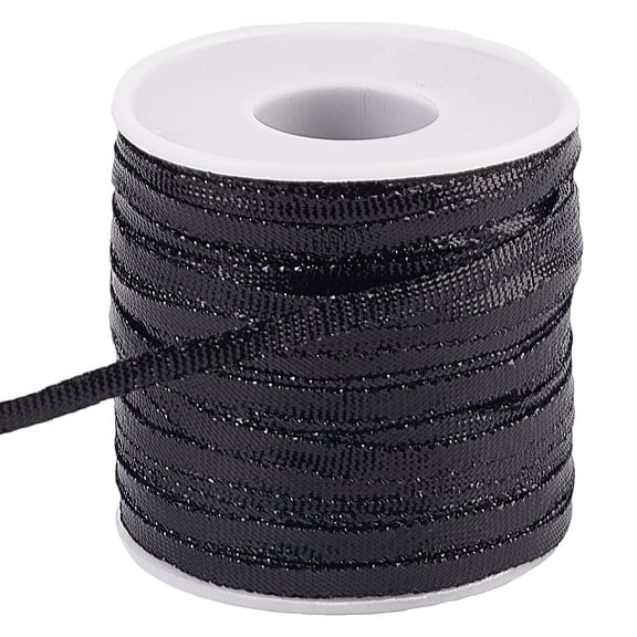 Sparkle Nylon Ribbon for Dreadlock Braiding Rope Gift Wrapping Ornament Hanging Black 1/4 inch(5mm)