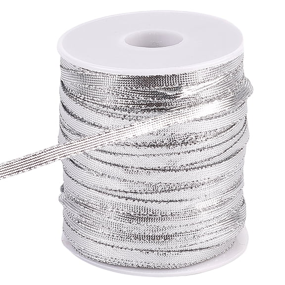 Sparkle Nylon Ribbon for Dreadlock Braiding Rope Gift Wrapping Ornament Hanging Silver 1/4 inch(5mm)