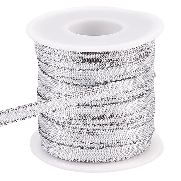 Sparkle Nylon Ribbon for Dreadlock Braiding Rope Gift Wrapping Ornament Hanging Silver 1/4 inch(7.5mm)