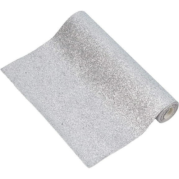 Sparkle PU Leather Fabric with Glitter Sequins for Shoes Bag Sewing Patchwork DIY Craft Appliques Silver 135x21x0.07cm