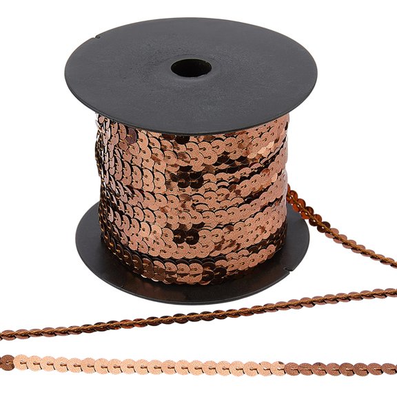 Sparkle PVC Sequins Ribbon Sequins Trim Clothing Accessorie Flat Round Camel 6mm 100yards/roll for DIY