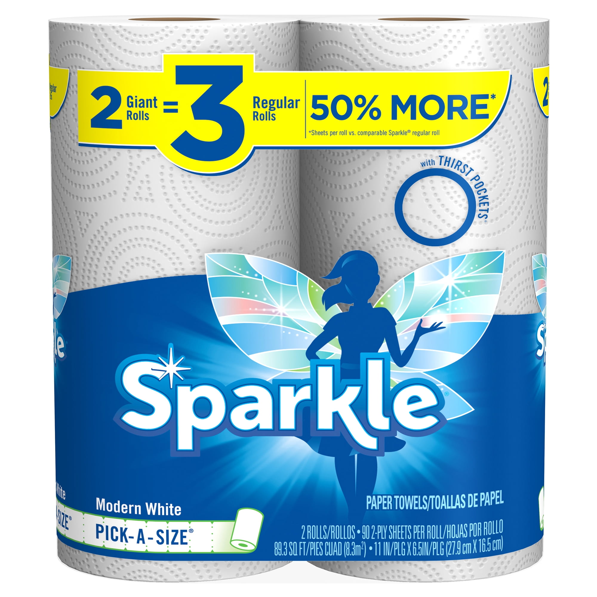 Sparkle Paper Towels, 2 Giant Rolls, 2Ply PickASize