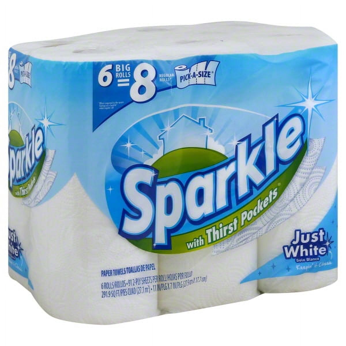 Sparkle Paper Towels, Pick-A-Size, 6 Big Rolls - image 1 of 2