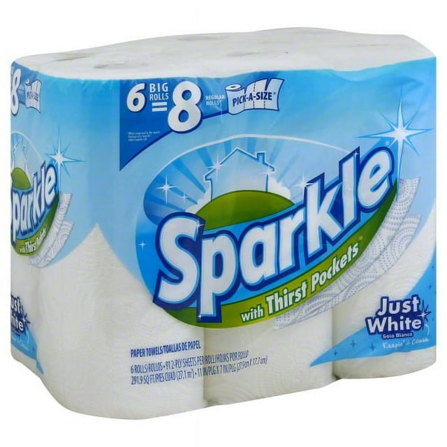 Sparkle Paper Towels, Pick-A-Size, 6 Big Rolls
