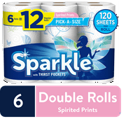 Sparkle Paper Towels, Pick-A-Size, Spirited Prints, 6 Double Rolls (= 12 Regular Rolls)