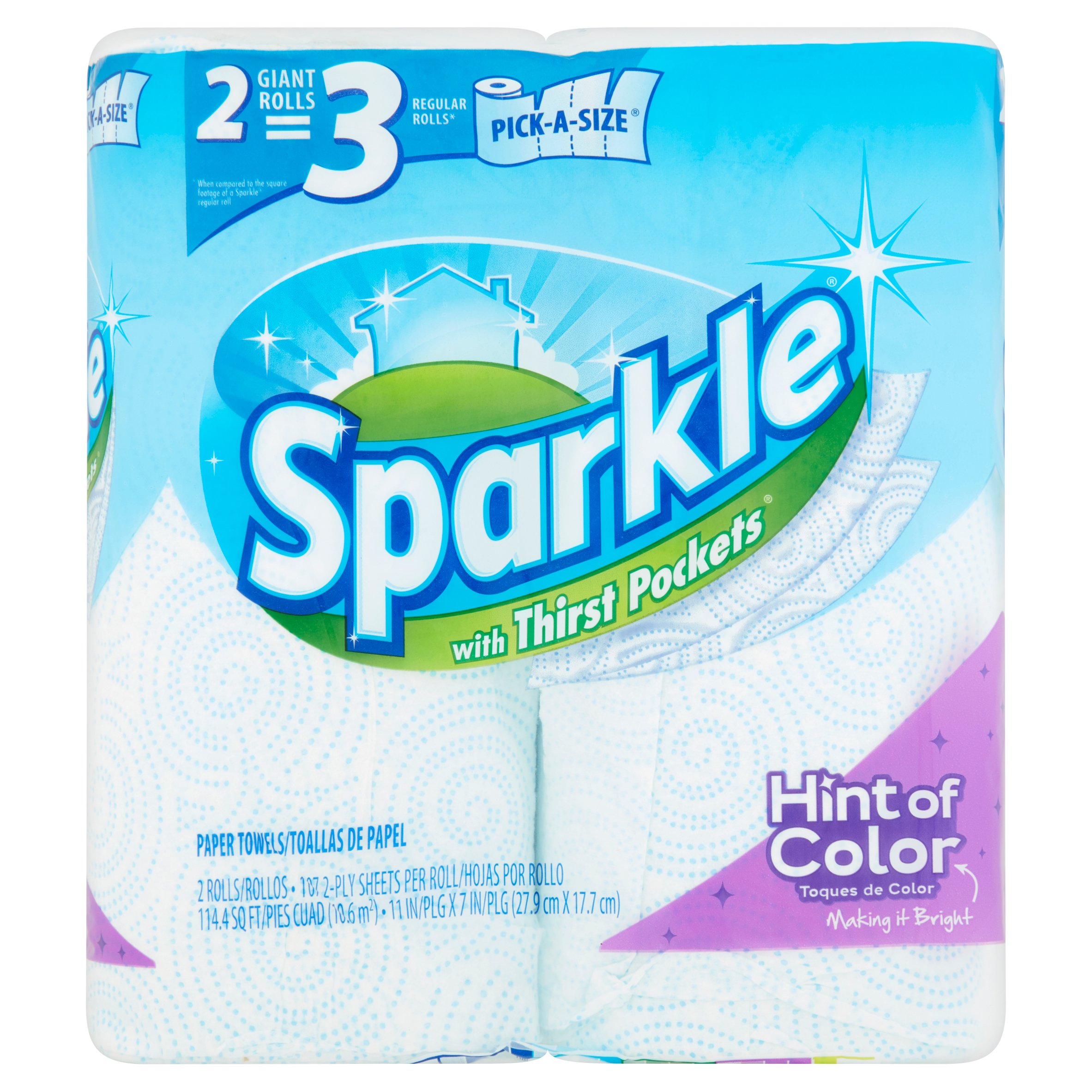 Sparkle Paper Towels with Thirst Pockets Rolls, 2 count - image 1 of 5
