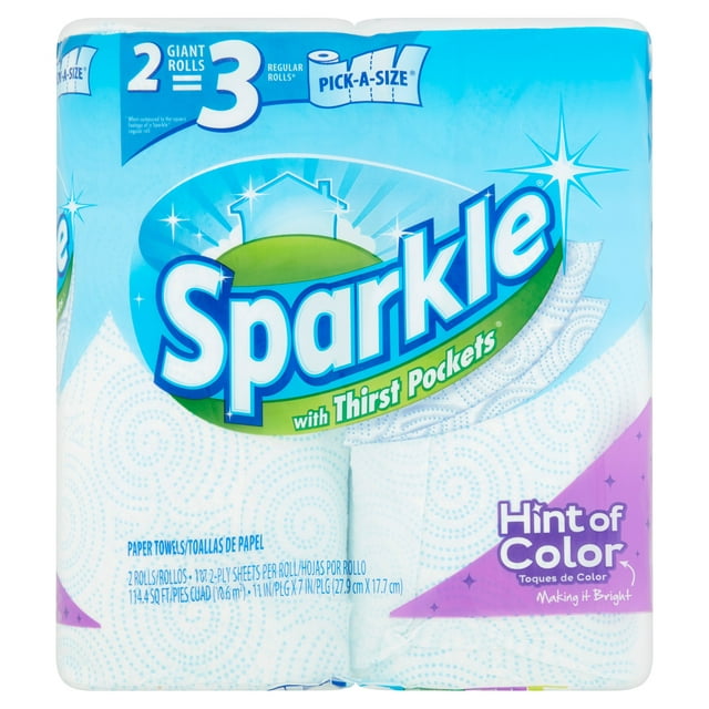 Sparkle Paper Towels with Thirst Pockets Rolls, 2 count