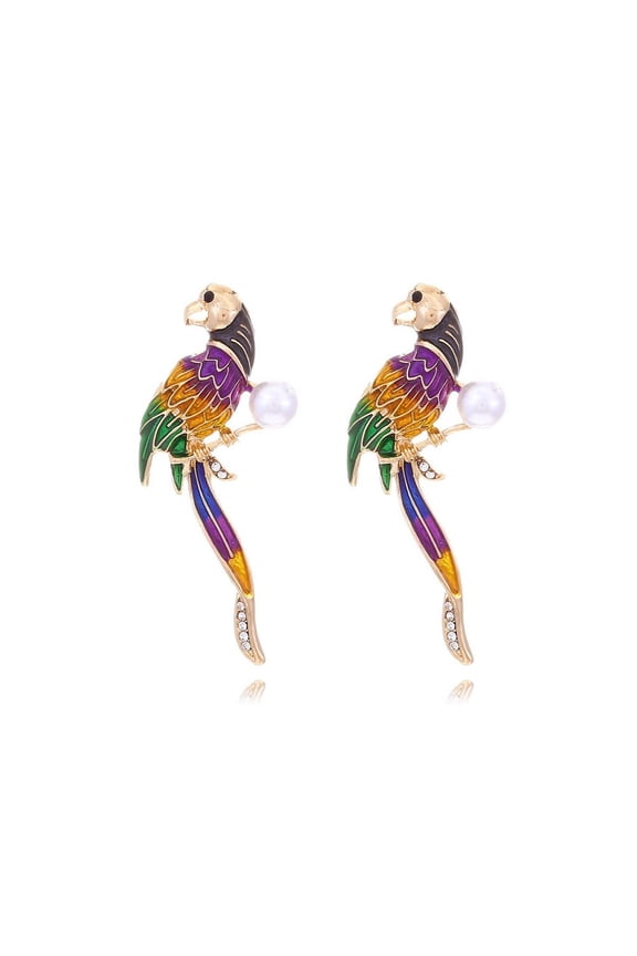 Sparkle Parrot Bird Swallow Sparrow Earrings for Women,Cute Animal Tassel Boho Big Fringe Kawaii Unique CZ Drop Dangle Earrings,Colorful Long Bling Earrings,Pretty Jewelry for Bird Lovers
